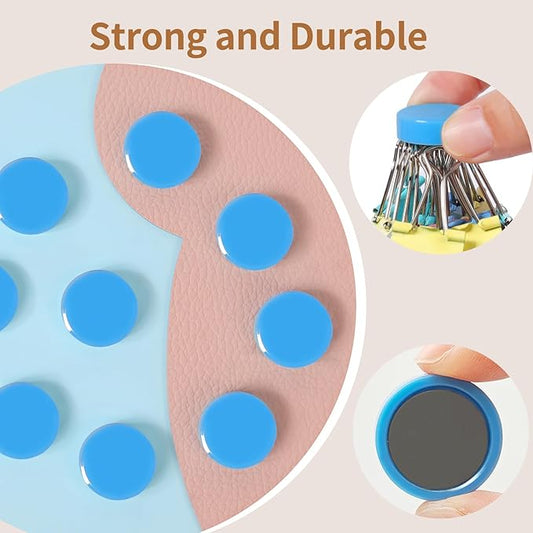 Fridge Magnets, 30Pcs Strong Small Magnets, Decorative Heavy Duty Refrigerator Magnets, Round Mini Cute Magnet for Whiteboard, Fridge, Locker, Classroom, Kitchen, Office, Soft Navy Blue