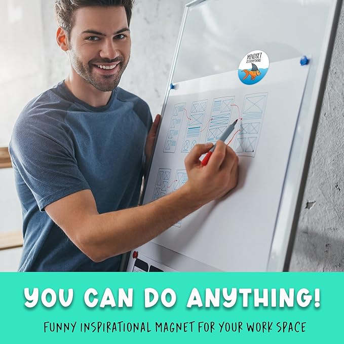 Mindset is Everything Magnet for Workspace Decor - Suitable for Home, Desks, Lockers, and College Spaces - Ideal Gift for Friends, Coworkers & Family Members