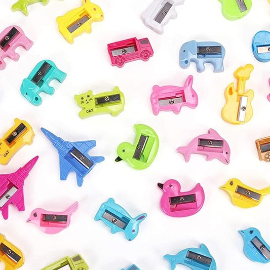 50 Pcs Pencil Sharpeners Bulk Cartoon Animal Shaped Small Pencil Sharpeners Bulk Plastic Single Hole Manual Sharpeners Handheld Sharpeners for School Office Home