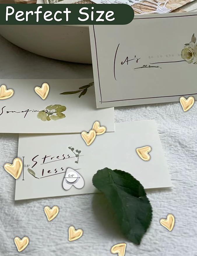 24PCS Gold Fridge Magnets Cute Love Heart Refrigerator Magnets, Decorative Magnets for Whiteboard Cabinet Locker, Lovely Fun Magnets for Classroom Home Kitchen Office