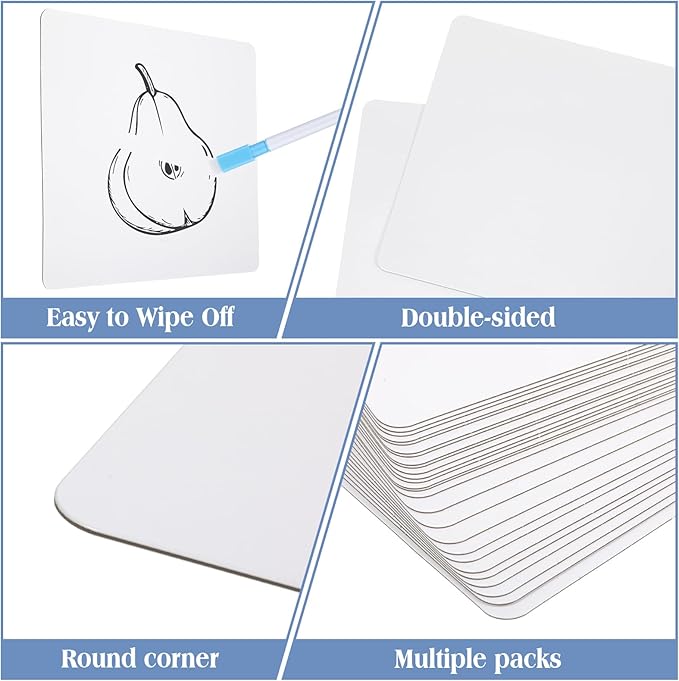 Fulmoon Dry Erase Lapboard Set with Markers Dry Erase Boards Classroom Pack Small White Board 9"X12" Mini Double Sided Whiteboard Set Lapboards for School Supplies(200 Pcs)