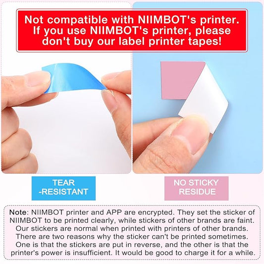 1600 Pcs Label Tapes 15 x 40 mm Laminated Stickers Replacement Compatible with D30 Portable Thermal Label Paper Printer Tapes Refill for Office 160 Pcs/roll(Colorful)