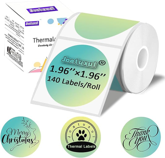 2 inch Round Thermal Labels for T50M Pro/M110/M120/M220 Label Maker, Thermal Printer Labels for Barcode, Shipping, Customized, Circle Direct Thermal Stickers 140 PCS/1 Roll, Gradient Green