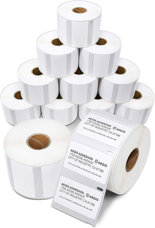 Aegis Adhesives - Compatible Direct Thermal Labels Replacement for DYMO 30334 (2-1/4" X 1-1/4") Barcode, UPC - Use with Labelwriter 450, 450 Turbo, 4XL Printers (12 Rolls)