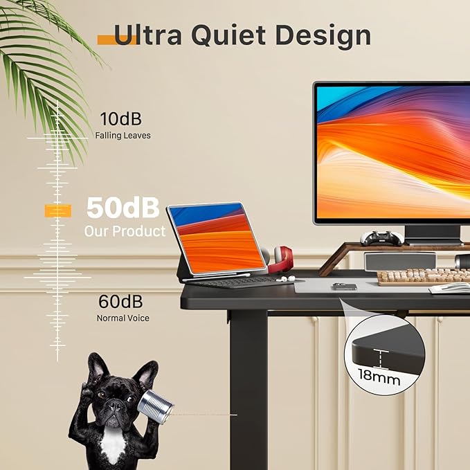 JOY worker Small Electric Standing Desk, 31.5" x 20" Whole Piece Height Adjustable Desk with Memory Controller, Black Sit to Stand Workstation for Home Office