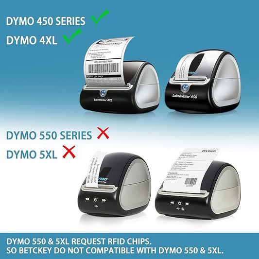 BETCKEY - Compatible DYMO 30334 (2-1/4" x 1-1/4") Multipurpose Barcode/FNSKU Labels, Perforated, Compatible with DYMO Labelwriter 450, 4XL, NOT Fit 550 & 5XL [6 Rolls/6000 Labels]