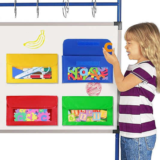 EAMAY Magnetic Marker Pen Holder for Whiteboard or Fridge Magnet Pencil Cup Storage Organizer ,Magnetic Storage Pockets, Whiteboard Accessory Case for Home Office School Supply Storage-Set of 4
