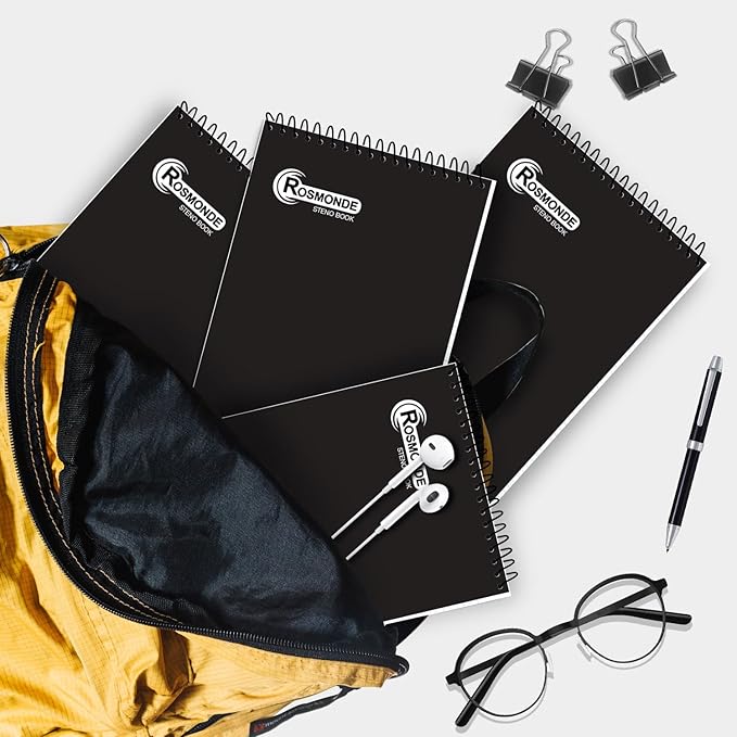 24 Pack Spiral Steno Pads, 6 x 9, Gregg Rule, Black Steno Pad, Top Spiral Notebook, Long Lasting - 80 Sheets (160 Pages), Bulk Steno Notebook for Business, Top Spiral Steno Book for Office