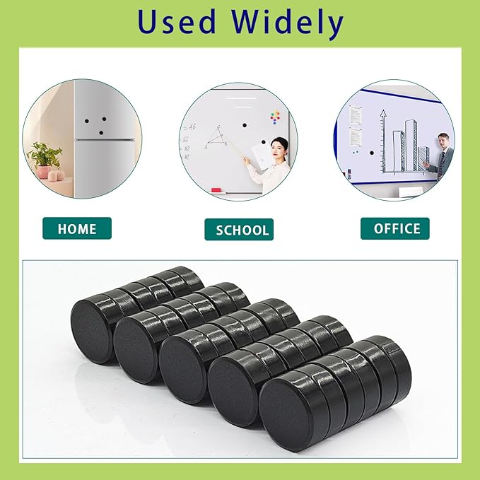 Fridge Magnets, 10 Pcs Strong Refrigerator Magnets, Heavy Duty Round Small Magnets for Whiteboard Fridge Locker Craft,Decorative Cute Mini Magnet for School Classroom Office Kitchen Home, Black