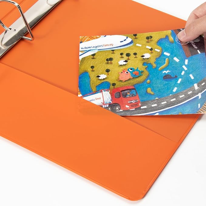 COMIX Sturdy 3 Ring Binder 2 inch with Clear View Cover, 2" Slant-D Ring View Binder Holds 500 Sheets of US Letter Size Paper, 6 Pack (Orange)