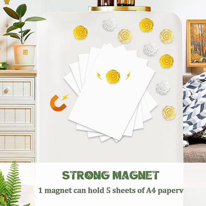 15 pcs - Cute Flower Magnet, Yellow Rose Magnet for Fridge and Locker, Whiteboard and Decorative (15 pcs - Rose - Yellow)