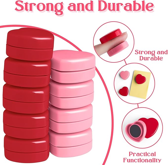 ZDZBLX 40PCS Heart Fridge Magnets - Cute Mini Strong Magnets for Whiteboard & School Lockers - Decorative Refrigerator Magnets - Heavy Duty Small Magnet for Kitchen, Home, Office, Crafts (Pink +Red)
