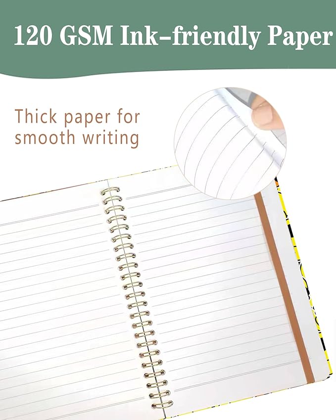 Spiral Journal Notebook, A5 Cute Notebooks for Women Men, College Ruled Hardcover Notebook for Work & Note Taking, 60 Pages Double-Wire Journals for Writing, Cool Yellow Ducks