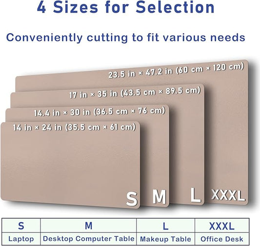 Boutilon Leather Desk Pad Protector,Non-Slip Mouse Pad,Laptop Desk Pad,Office Mouse Mat,Waterproof Leather Desk Blotter,Desk Writing Pad for Office and Home (S-Champagne,24"x 14")