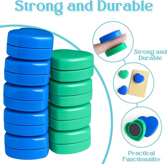 ZDZBLX Fridge Magnets - 20PCS Heart Strong Refrigerator Magnets - Heavy Duty Small Magnets for Whiteboard, Locker, Office & School - Cute Decorative Magnet for Home, Kitchen, Crafts, Map (Blue+Green)
