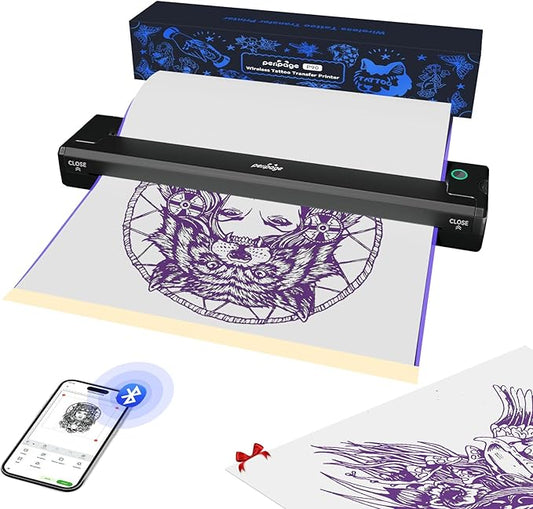 Wireless Tattoo Stencil Printer - Professional & Beginner Friendly, Bluetooth & USB Connectivity, 5pcs Free Stencil Paper Included