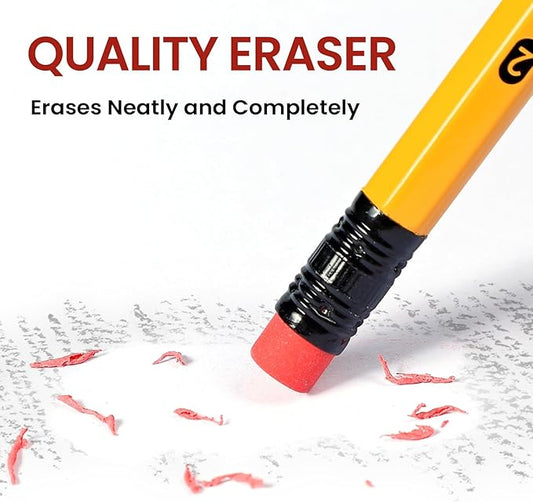 Taja 300 Pack #2 HB Wood-Cased Pencils, Pre-Sharpened with Top Erasers, Bulk Yellow Pencils for School & Classroom