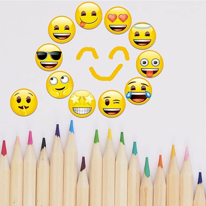 MORCART 54Pcs Emoji Refrigerator Magnets Fridge Magnets for Locker Whiteboard Decorative Magnets - Cute Funny Magnets for School Home Kitchen Office Gift for Teacher Family and Friend
