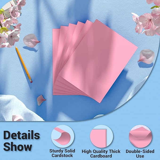 Pink Cardstock 8.5 x 11, Thick Printer Paper 75 lb/200 gsm, 40 Sheets Card Stock Pink, Heavy Card stock, Art CardStock Paper for Invitations, Diy Cards, Business Cards, Menus, Crafts, Drawing etc