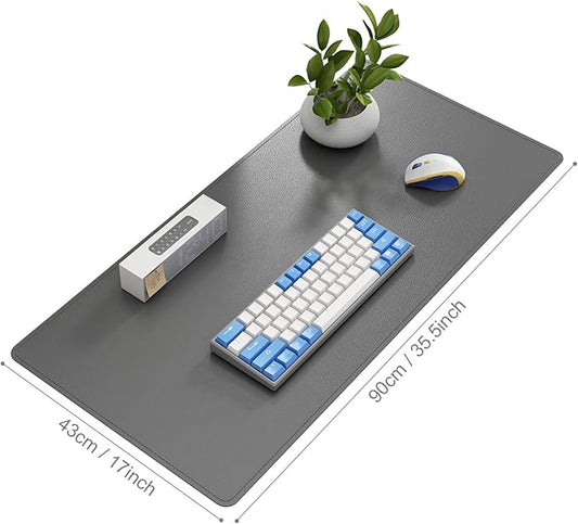 DAWNTREES Desk Mat Protector,PU Leather Desk Pad,Non Slip, Large Mouse Pad and Keyboard Mat, Waterproof Writing Pad for Office and Home (Dark Gray,35.5''x16.9'')