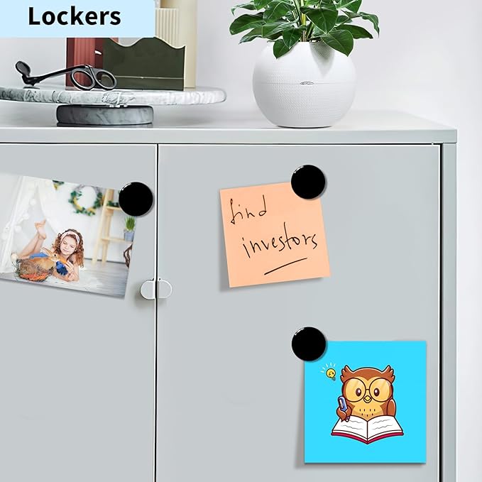 Fridge Magnets, 30 Pack Strong Small Heavy Duty Magnets, Decorative Mini Cute Round Refrigerator Magnets for Whiteboard, Crafts, Fridge, Locker, Classroom, Office,Kitchen (Black)