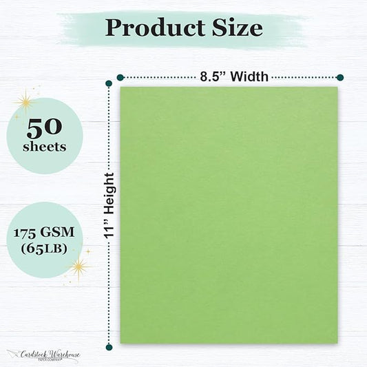 Cardstock Warehouse Pop-Tone Limeade Lime Green Cardstock Paper – 50 Sheets, 8.5 x 11" - 65 lb / 175 GSM Premium Green Card Stock for Die-cutting, Crafts, Printing, Card Making and DIY Projects