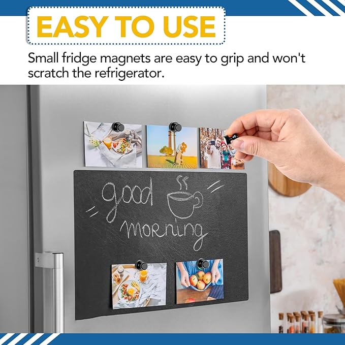 LOVIMAG Refrigerator Magnets, 56 Pcs Fridge Magnets Black Strong Magnet for Whiteboard, Small Neodymium Magnet for Fridge, Push Pins Magnetic Ideal for Kitchen, Office, Map Decorative