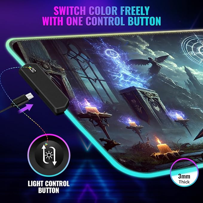 Gaming Mouse Pad - Desk Mat Gaming Mouse Pad , Medium Extra Large Extended Big Long Huge XL XXL and XXXL RGB LED Light Mousepad For a Computer , PC Mats Mousepads Frozen Warlord