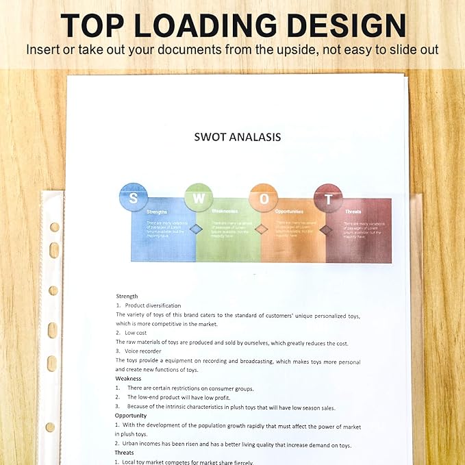Sheet Protectors, PANDRI 500 Pack Clear Heavy Duty Plastic Page Protectors Sheet Reinforced 11-Hole Fit for 3 Ring Binder Fits Standard 8.5 x 11 Paper, 9.25 x 11.25 Top Loaded, Excluding Acid