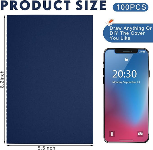 Mimorou 100 Pcs Kraft Notebook Journals 5.5 Inch x 8.3 Inch A5 Softcover Notebooks Bulk for Writing Sketch Office Notepad with 60 Pages 30 Sheets(Black, Navy,Lined)