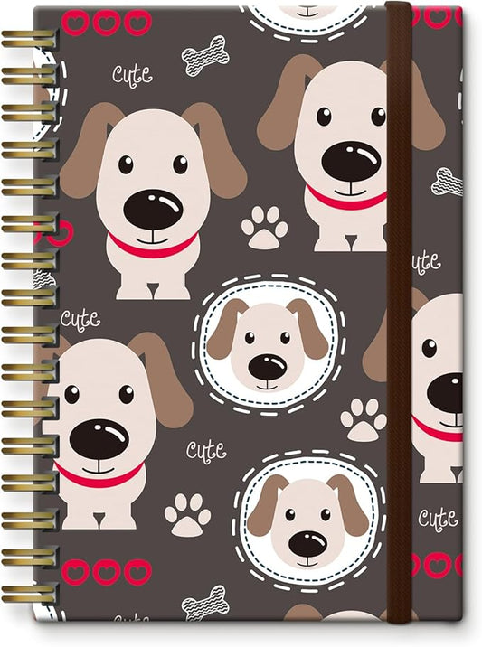 Cute Spiral Journal Notebook,A5 Hardcover Lined Journals for Women Girl 6 x 8.3 in,120 Pages Thick Paper,Cute College Ruled Writing Notebook for Gifts Office Work School (Cute puppy Dog)