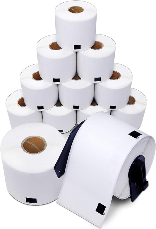Aegis Adhesives - Compatible Labels Replacement for Brother DK-1202 (2.4" X 3.9") Shipping & Postage, Use with QL Label Printers - 12 Rolls + 1 Frame