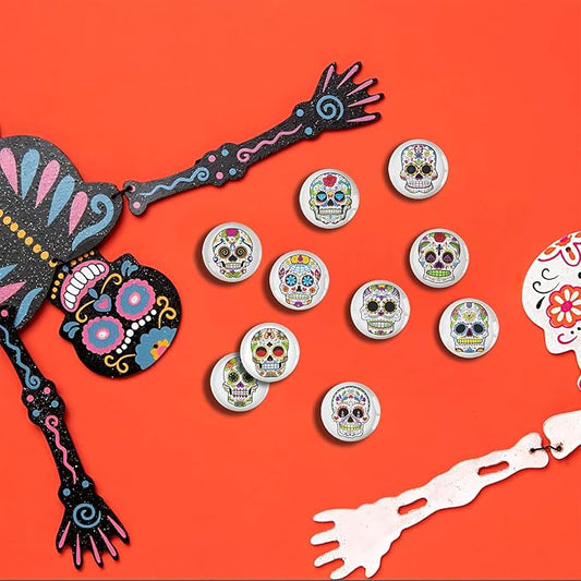 16psc Halloween Horror Fridge Magnets, Cute Fun Crystal Glass Strong Refrigerator Magnets for Locker Whiteboard Office (Sugar Skull)