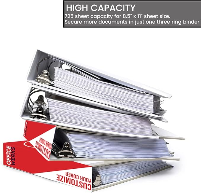 3 Ring Binder, 2 Pack of 3 Inch D Ring Binders, 8.5" x 11" Presentation Folder View Binder with Pockets, Durable Non-Stick Customizable Clear View Cover for Documents, Files, Projects (White)