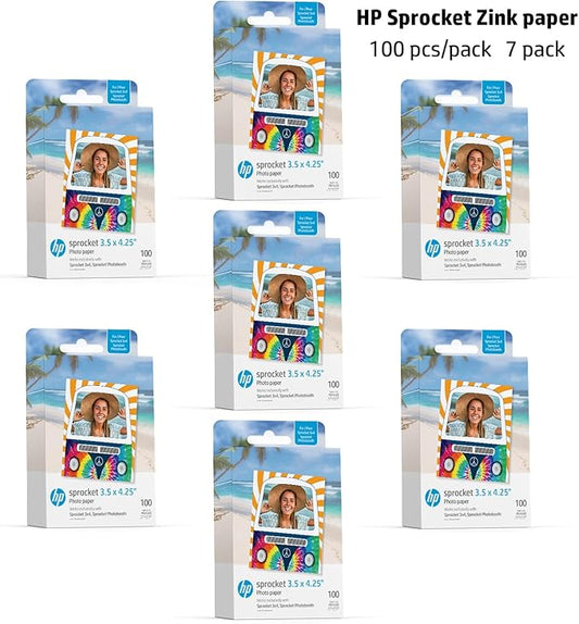 HP Sprocket 3.5 x 4.25” Zink Sticky-Backed Photo Paper (700 Pack) Compatible with HP Sprocket 3x4 Photobooth and Photo Printer