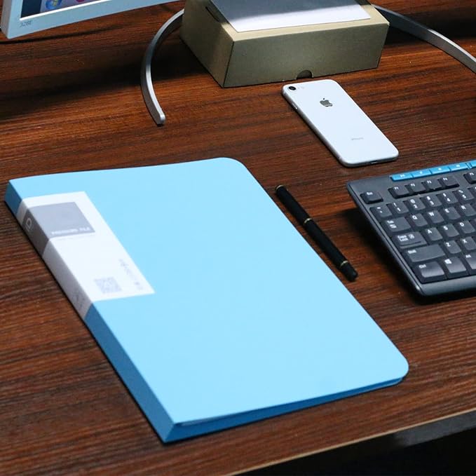 Acocony Punchless Binder with Clamp Letter Size Punchless Clamp Binder 8.5 x 11 Report Covers Plastic Watery Blue Pack of 6