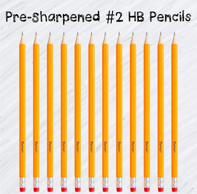 Darice Wood-Cased Pencils, 288pc Bulk Pre-sharpened #2 HB Pencils with Eraser for Classroom Back to School Supplies, 12 x 24 Pack