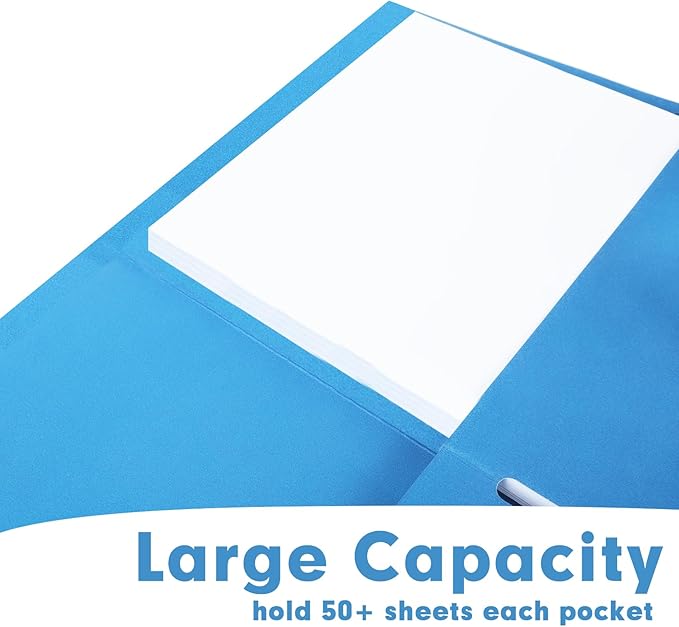 Two Pocket Folders, 75 Pack, Letter Size, Blue