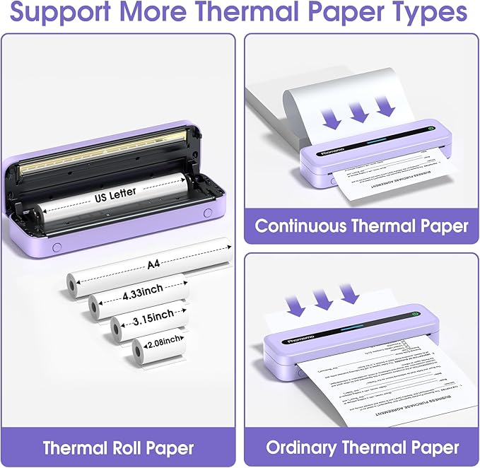Phomemo Portable Thermal Printer, Bluetooth Portable Printers Wireless for Travel, M832 Inkless Mobile Printer for Phone Laptop, Support 8.5''x11''/A4/4.33''/3.15''/2.08'' Thermal Paper, with Case