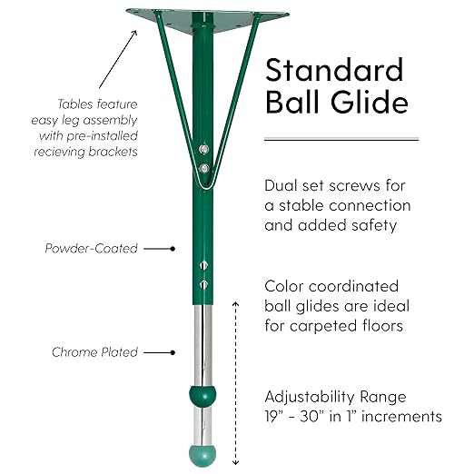 FDP Rectangle Activity School and Office Table (24 x 48 inch), Standard Legs with Ball Glides, Adjustable Height 19-30 inches - Gray Top and Green Edge