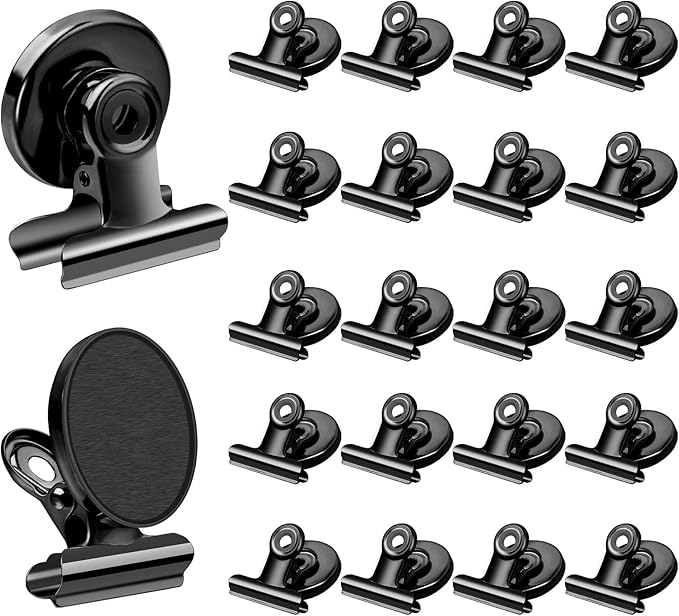 VNDUEEY 22 Pack Black Magnetic Clips for Whiteboard, Refrigerator Magnets Fridge Magnets, Magnet Clips for Home Kitchen & Office Organizing, Magnetic Paper Clip Holder