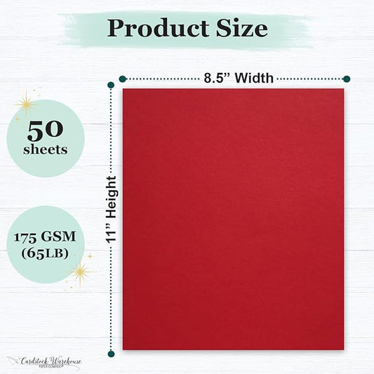 Cardstock Warehouse Pop-Tone Wild Cherry Red Cardstock Paper - 50 Sheets, 8.5 x 11" - 65 lb / 175 GSM Premium Red Card Stock for Die-cutting, Crafts, Printing, Card Making and DIY Projects