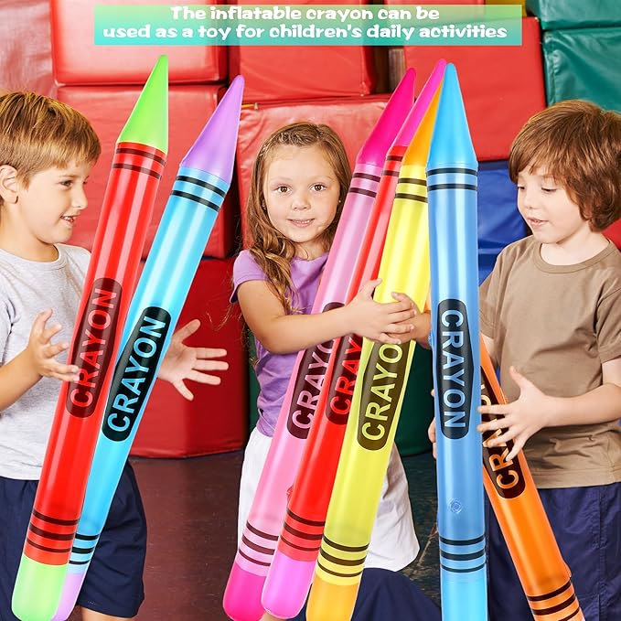 30 Pcs 41 Inch Inflatable Crayons Jumbo Blow Up Crayon Prop Gaint Inflatable Pen Balloon for School Classroom Birthday Christmas Party Decoration Photo Prop