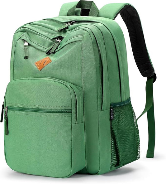 ZORFIN 26L Backpack for School, College, and Travel: Water Resistant Bookbag with 8 Compartments - Lemon Green