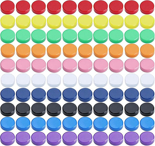 DARUITE Fridge Magnet, 100pcs Refrigerator Magnets, Small Magnets for Whiteboard, Cute Decorative Magnets, Round Colorful Strong Magnets for Locker, White Board, Kitchen, Office, Classroom (Assorted)