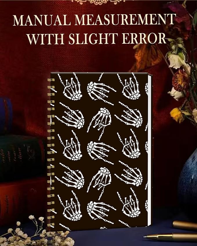 iampanda Spiral Journal Notebook,Strong Twin-Wire Binding with Premium Paper for Women,Cool 60 Sheets B5 College Ruled Notebook/Journal,Perfect for School Office Work,Skull Skeleton Hand