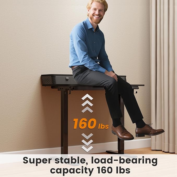 Small Standing Desk with Drawers and Brushless Motor,Electric Sit Stand Desk for Walking Pad,Ergonomic Stand Up Desk for Home Office & Gaming,3 Memory Height Preset & Hooks(40" x 24", Black)