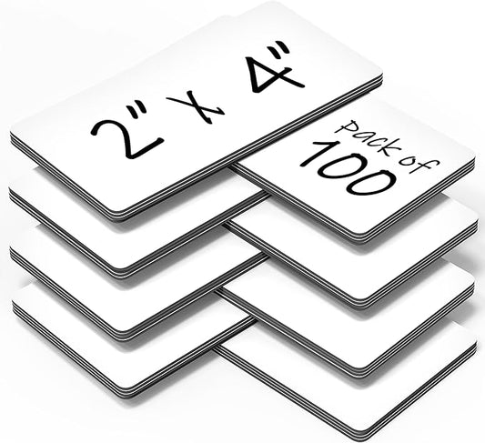 100 Pack Dry Erase Magnetic Labels 2x4 in - Magnetic Name Tags for Classroom Lockers School Bus - Classroom Magnets for Names - Magnet Labels for Whiteboard Magnet Names Plates for Classrooms Blanked