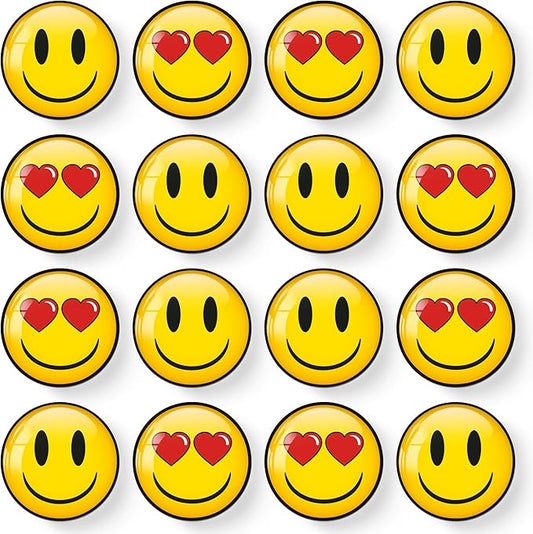 MORCART 16Pcs Fridge Magnets Emoji Refrigerator Magnets Smile Face Magnets for Locker Whiteboard Cute Decorative Magnets for Classroom Kitchen Office Gifts for Teachers Family and Friends