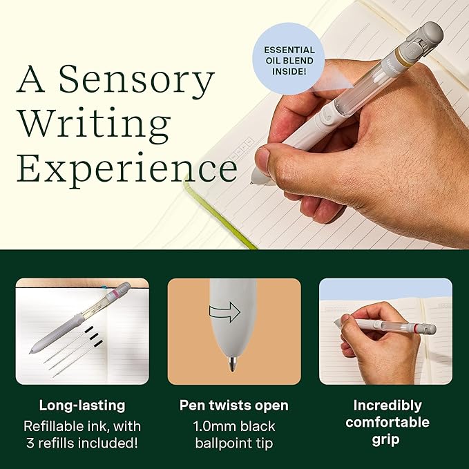 Lifelines Pen Diffuser Set, Diner Classics 3-Pack - 1mm Black Ballpoint Pens with Scented Essential Oil Blends – Aromatherapy Diffuser & Sensory Immersion Diffuse Aroma As You Write
